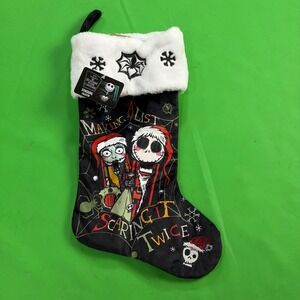 Nightmare Before Christmas Stocking Black Jack Sally Gothic Holiday Decor NWT‎